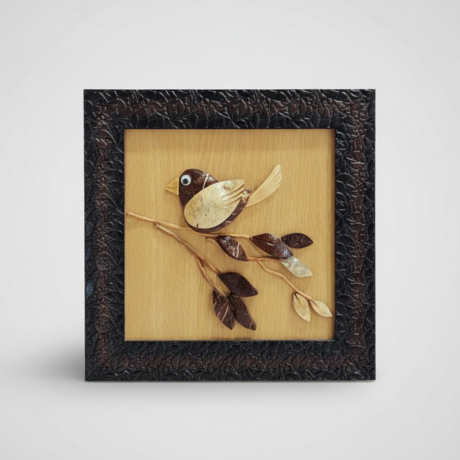 Natural Leaf & Husk Bird Wall Art
