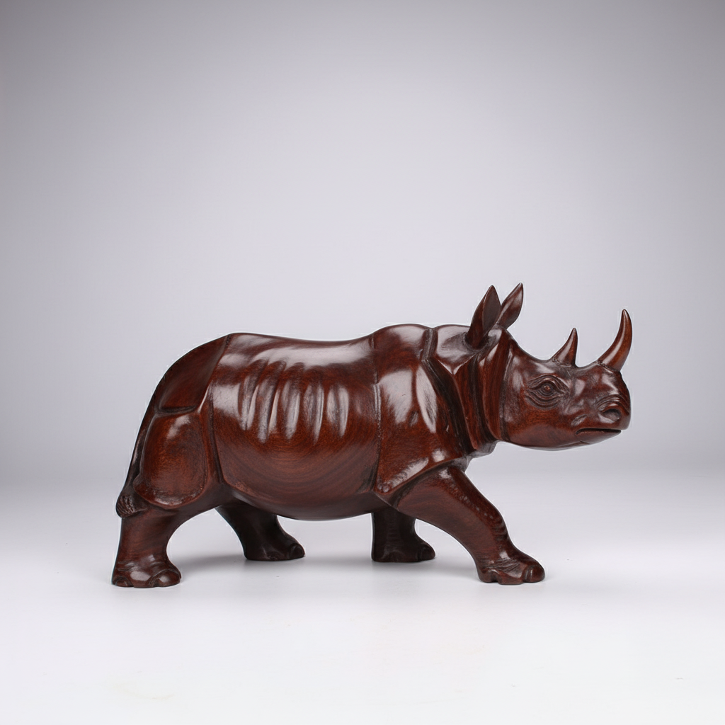 Wood Carved Rhino