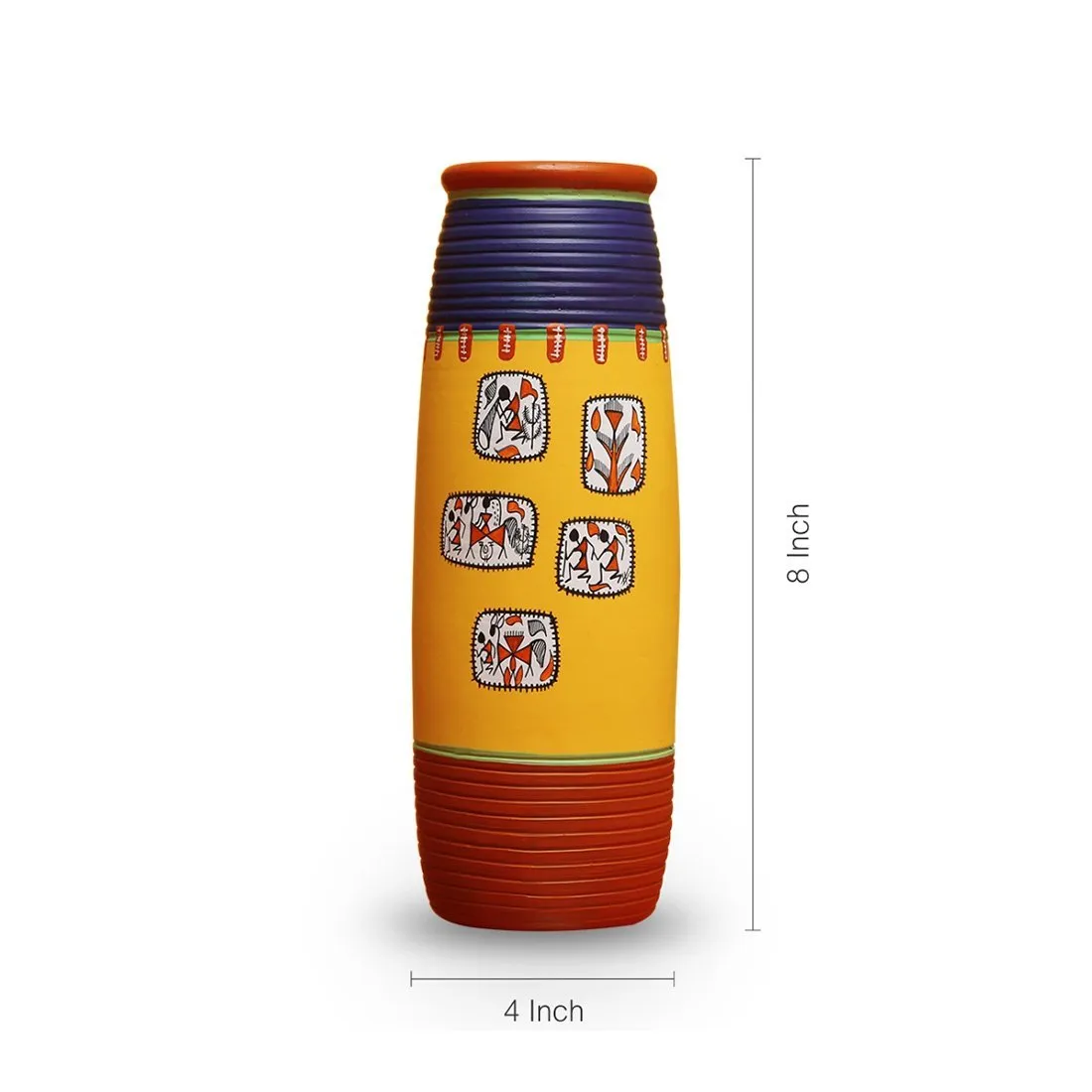 Handcrafted Terracotta Vase with Intricate Tribal Motifs