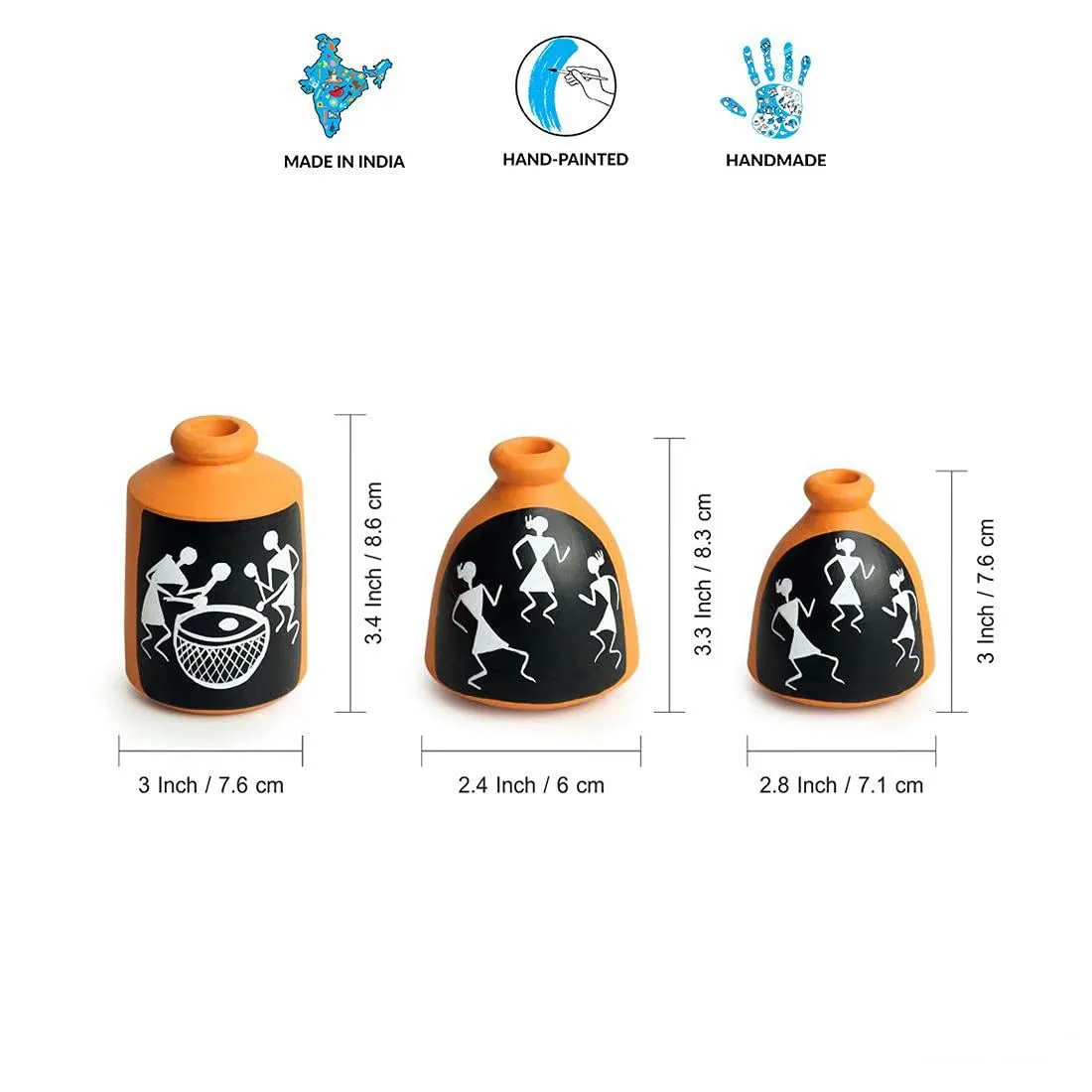 Handcrafted Warli Art Terracotta Pots