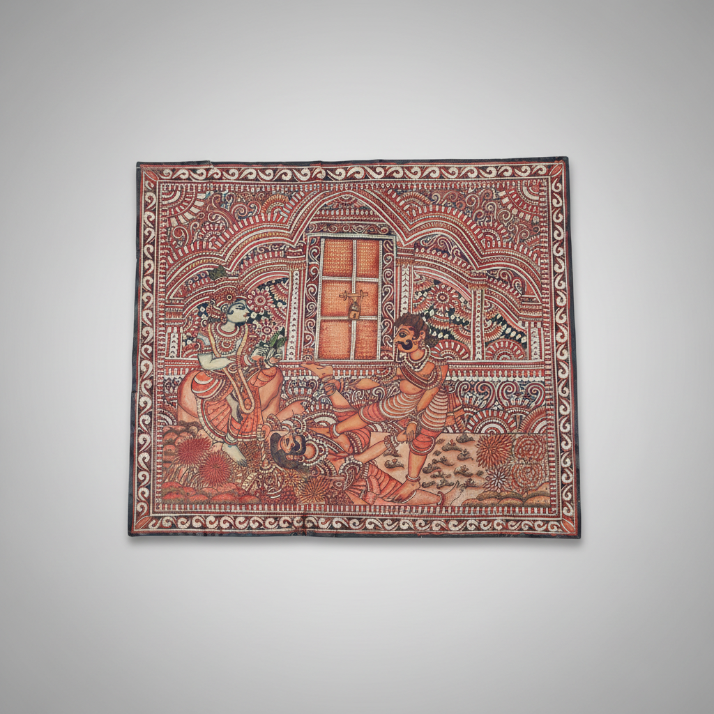 Traditional Pattachitra Wall Art â€“ Handcrafted Scene of Indian Mythology