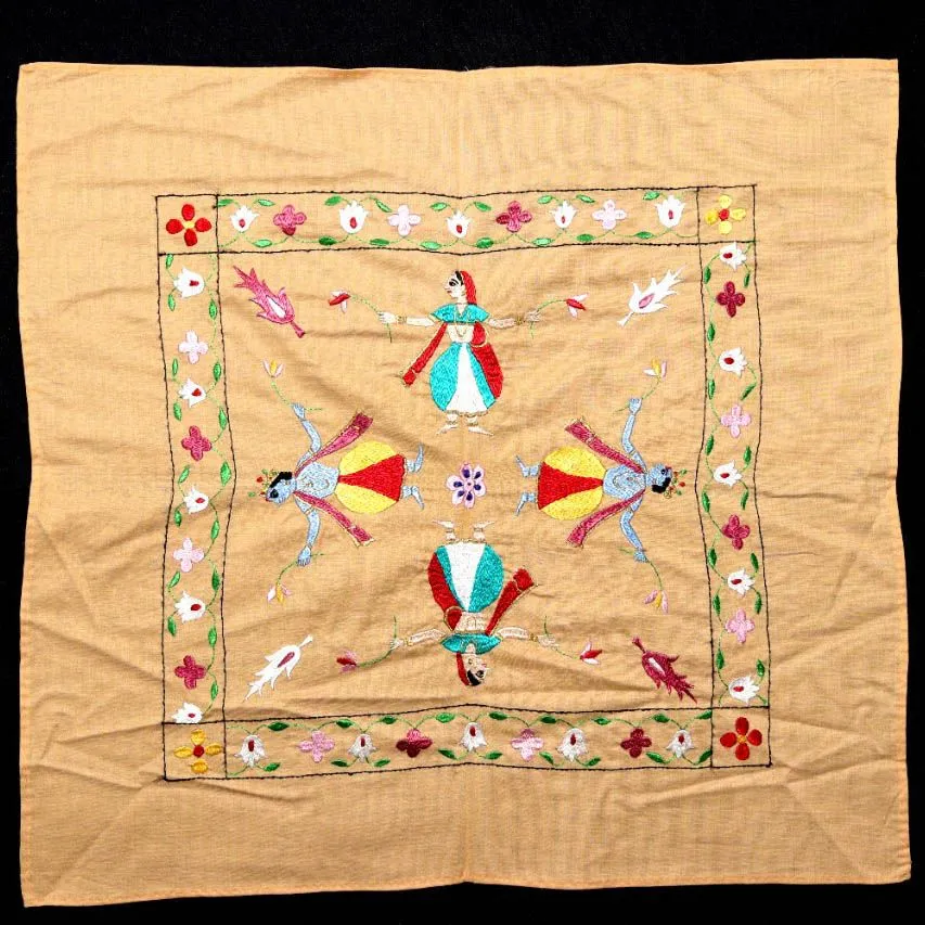Handcrafted Chamba Rumaal with Krishna Raas Leela Embroidery